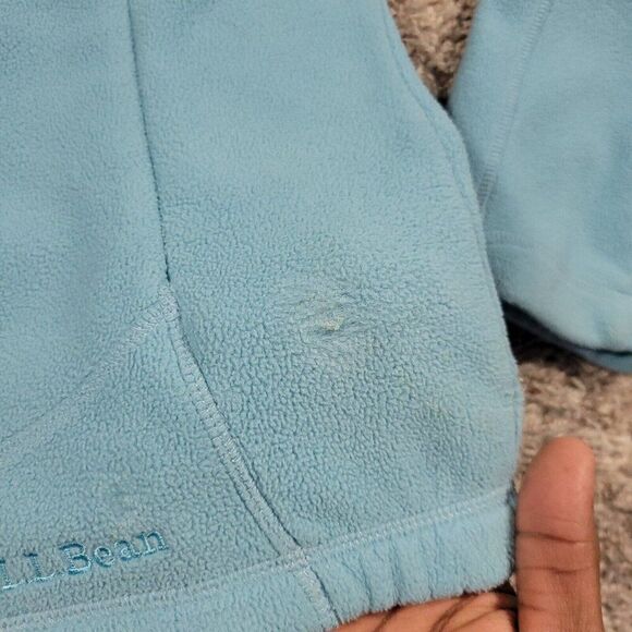 L.L. Bean Fleece Jacket Womens Medium Blue Full Zip Long Sleeve Flaws* - Picture 4 of 9